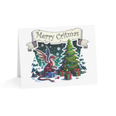 Sleigh-ing Dragons Christmas Critmas Greeting Cards - Subtle Blue M